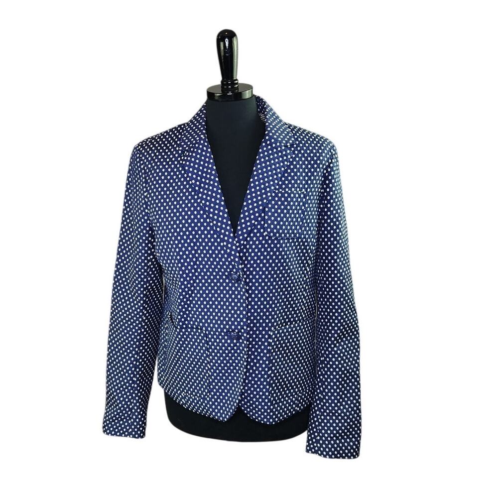 GAP The Academy Blazer Polka Dot Blue White Preppy Classic Academia 12
